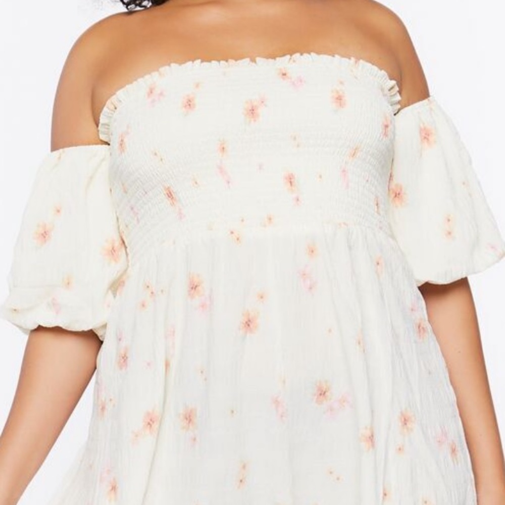 Floral off the shoulder tunic top